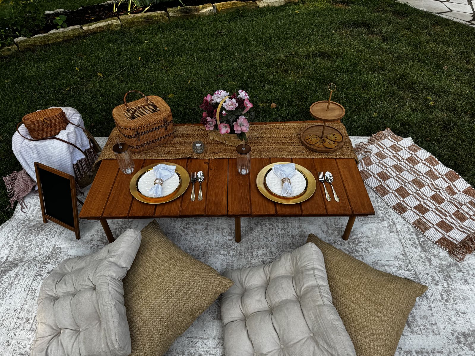 Blushing Garden picnic setup detail — Ready. Set. Picnic. Wichita