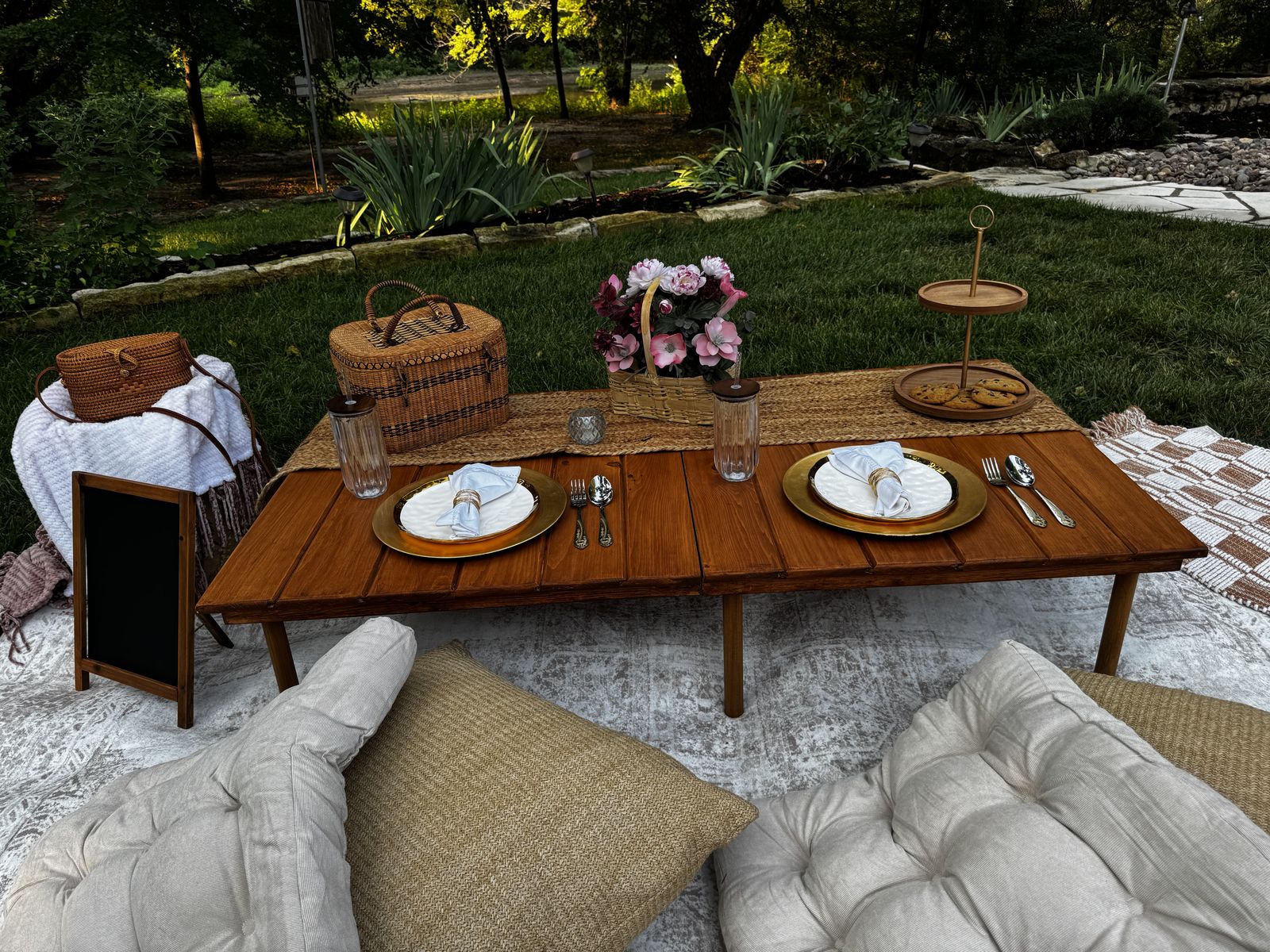 Blushing Garden picnic setup detail — Ready. Set. Picnic. Wichita