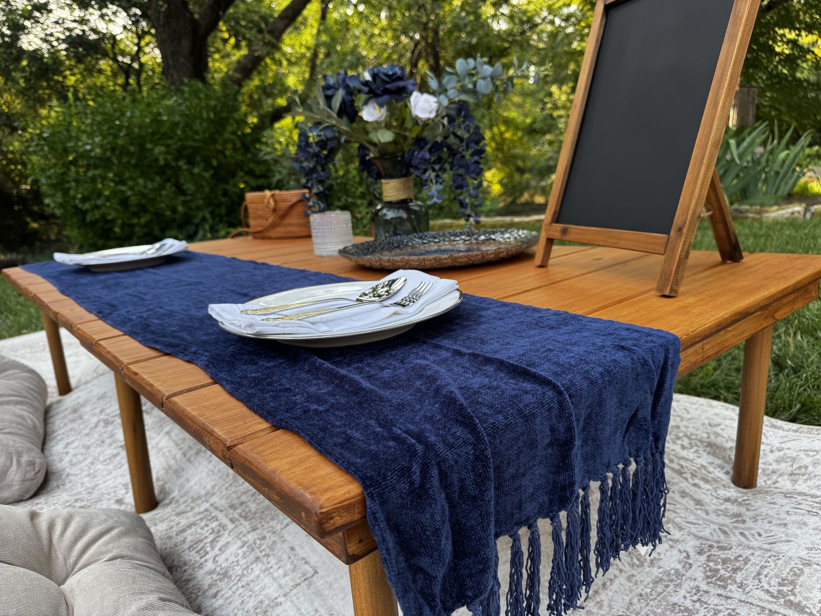 Midnight Garden styled picnic setup by Ready. Set. Picnic. in Wichita, Kansas