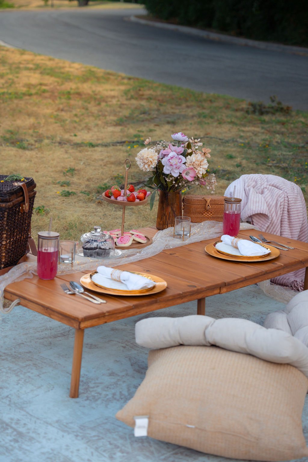 Rose Gold picnic setup detail — Ready. Set. Picnic. Wichita