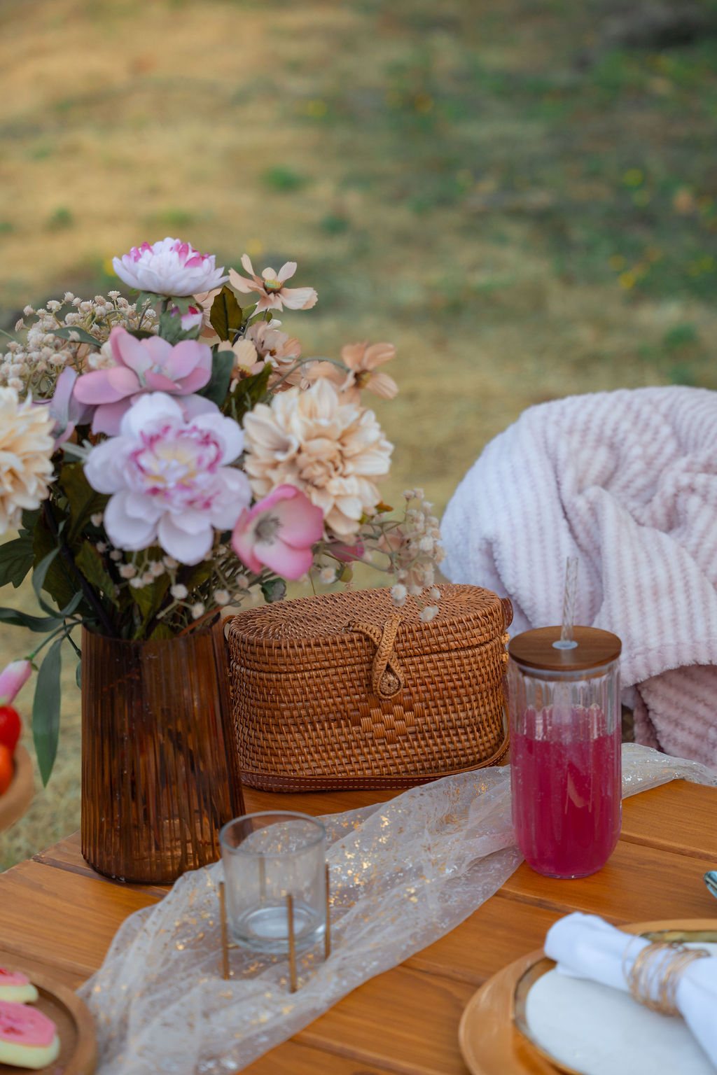 Rose Gold picnic setup detail — Ready. Set. Picnic. Wichita