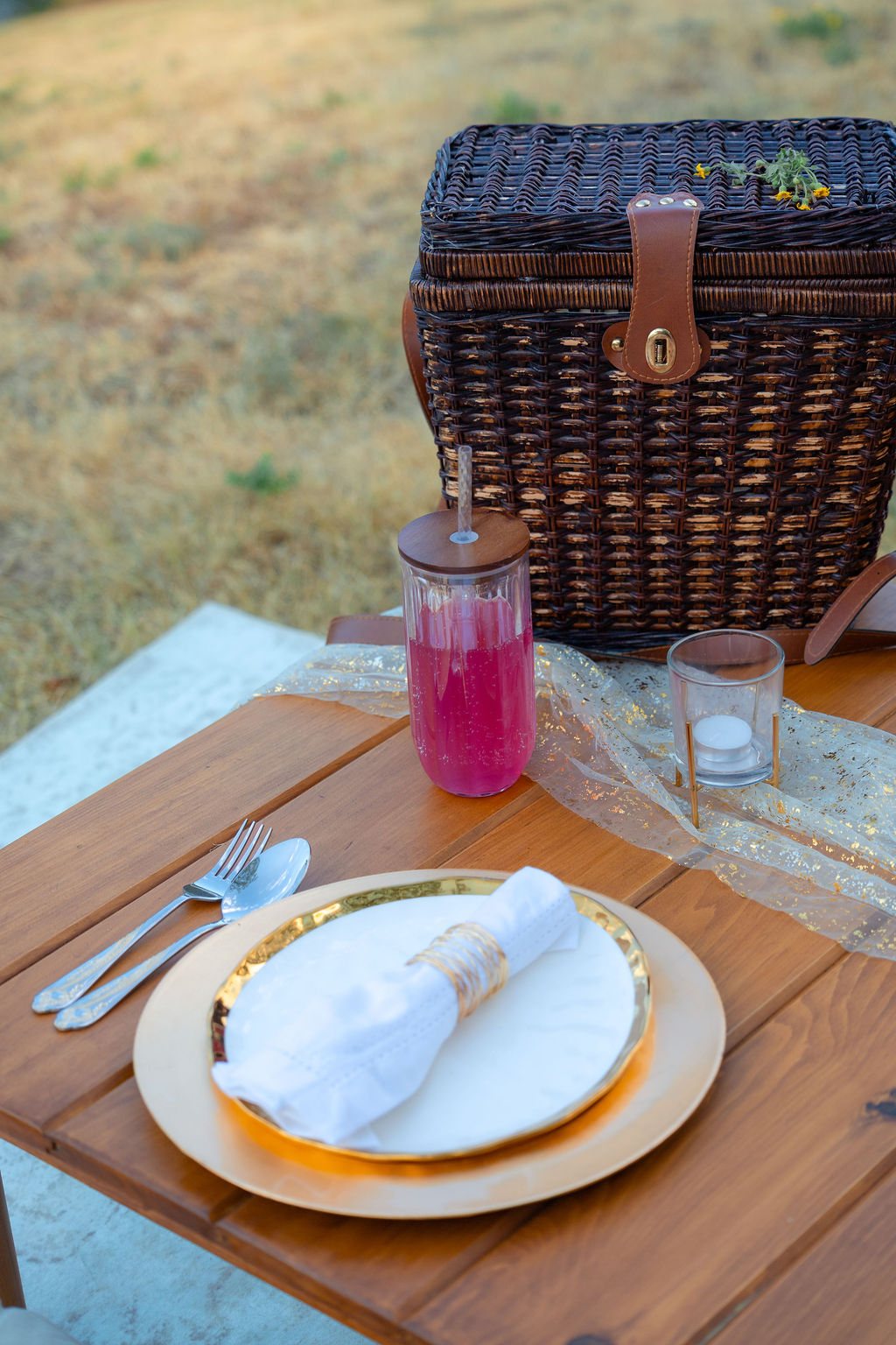 Rose Gold picnic setup detail — Ready. Set. Picnic. Wichita