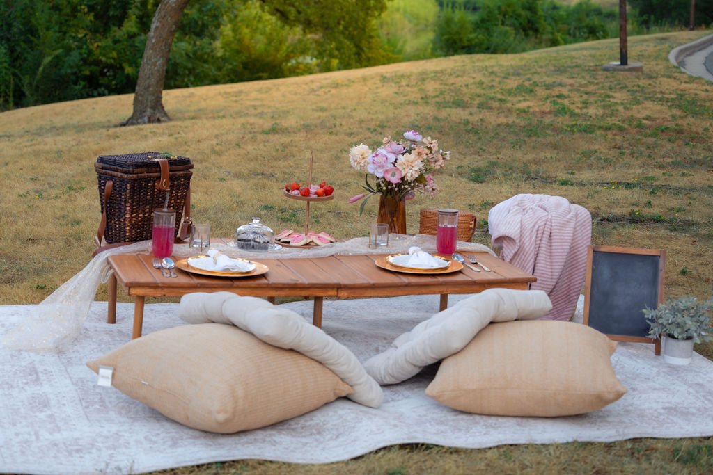 Rose Gold styled picnic setup by Ready. Set. Picnic. in Wichita, Kansas