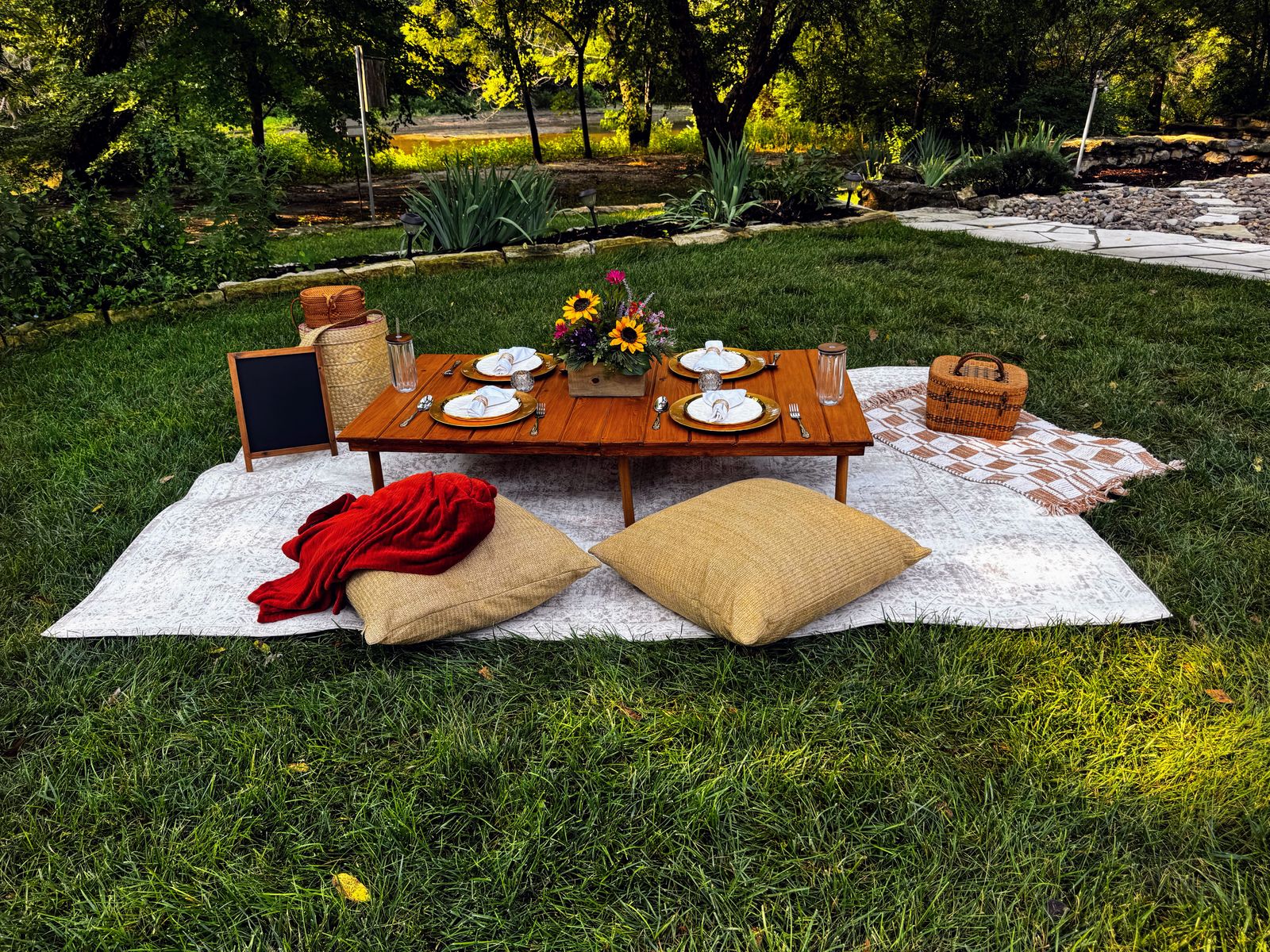 Sunflower Spring picnic setup detail — Ready. Set. Picnic. Wichita