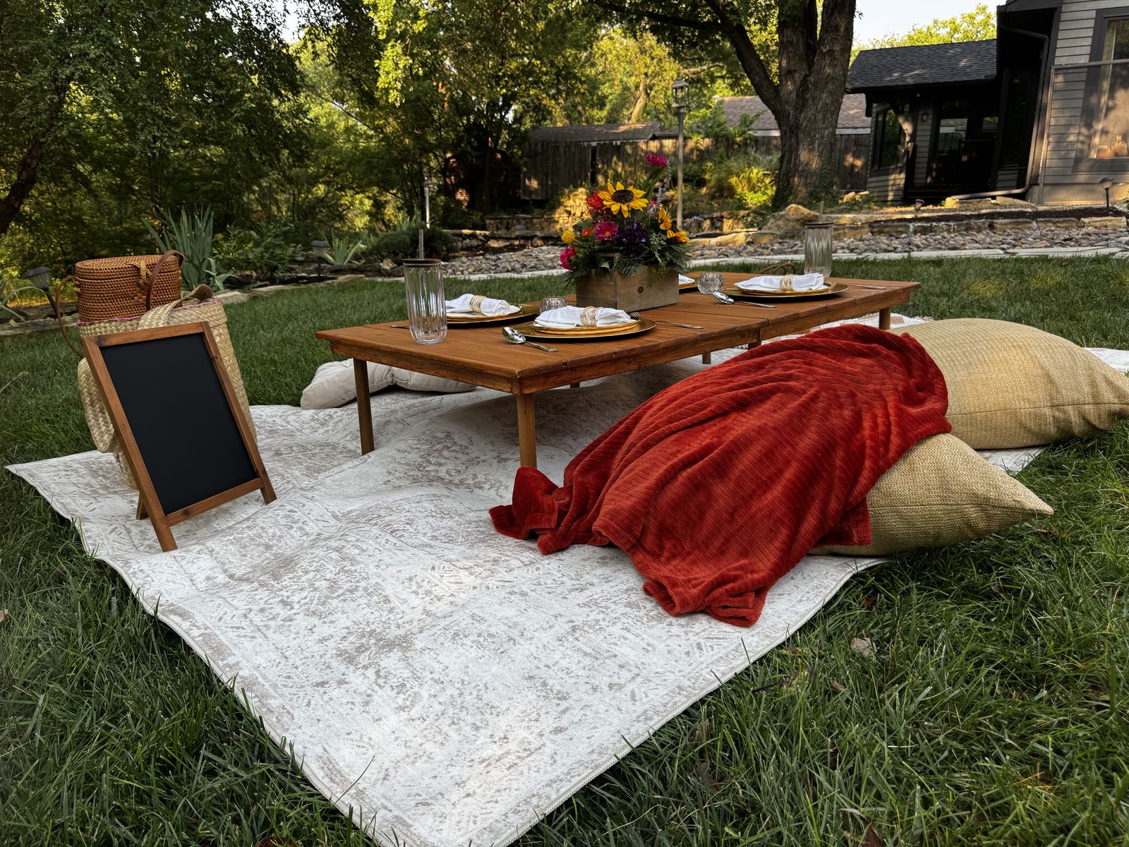 Sunflower Spring picnic setup detail — Ready. Set. Picnic. Wichita