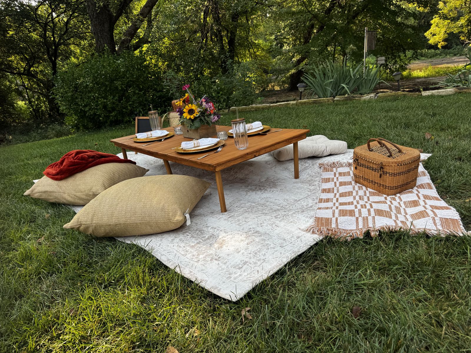 Sunflower Spring picnic setup detail — Ready. Set. Picnic. Wichita
