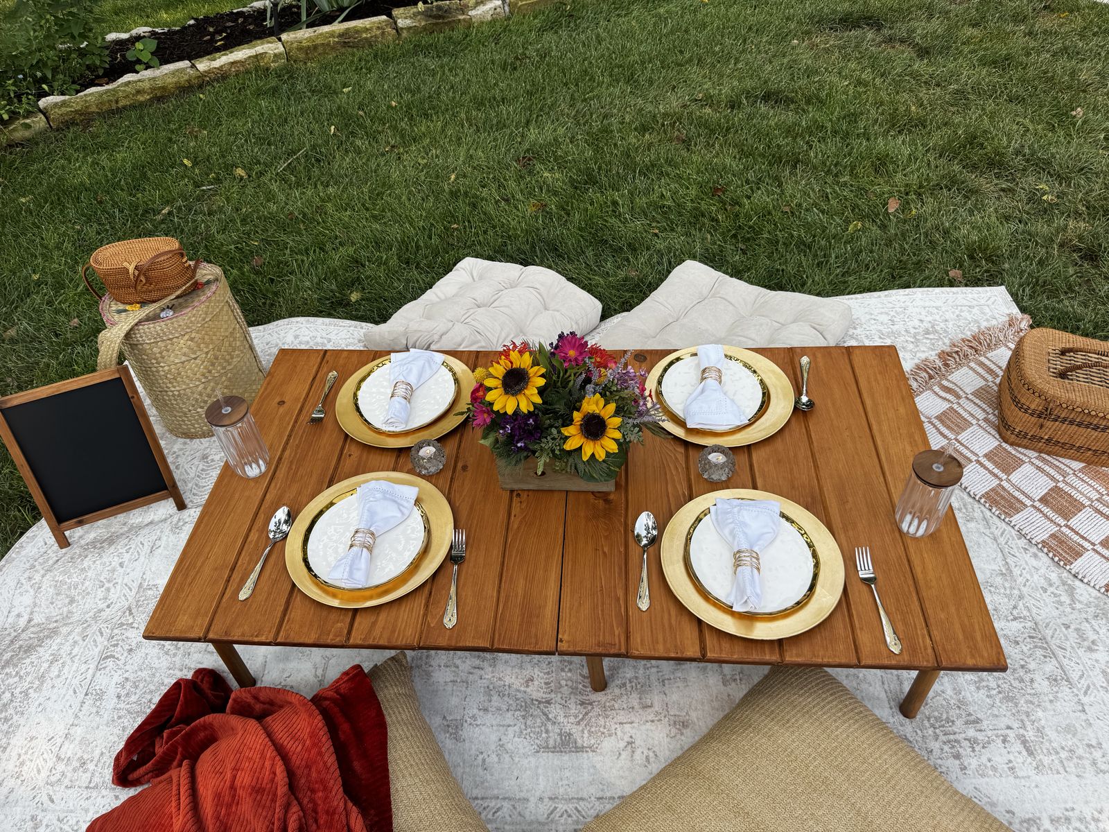 Sunflower Spring styled picnic setup by Ready. Set. Picnic. in Wichita, Kansas